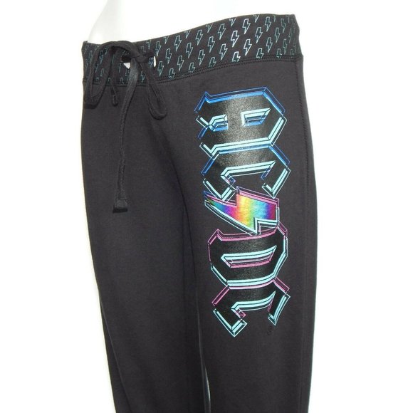 AC/DC | Pants & Jumpsuits | Acdc Black Metallic Lettering Lightning ...
